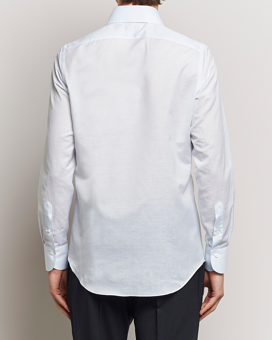 Herren | Hemden | Finamore Napoli | Milano Slim Linen Dress Shirt Light Blue