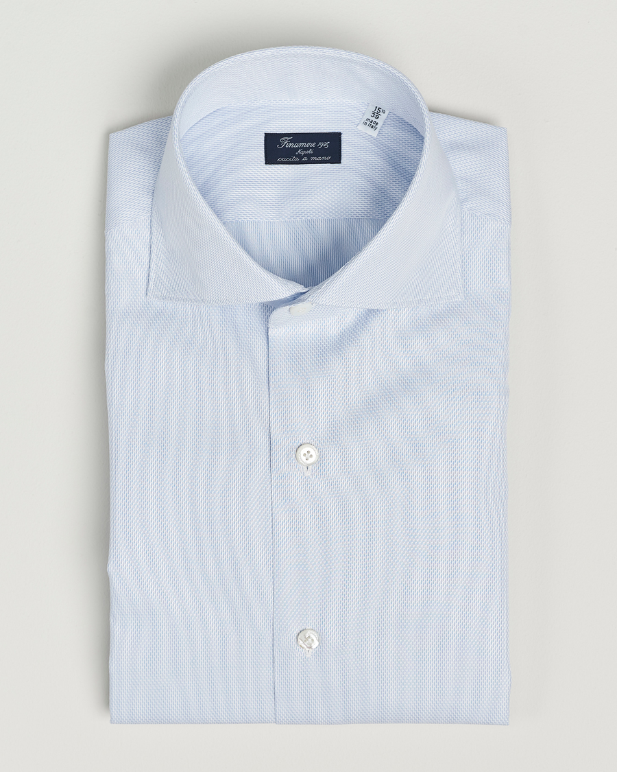 Herren | Hemden | Finamore Napoli | Milano Slim Structured Dress Shirt Light Blue