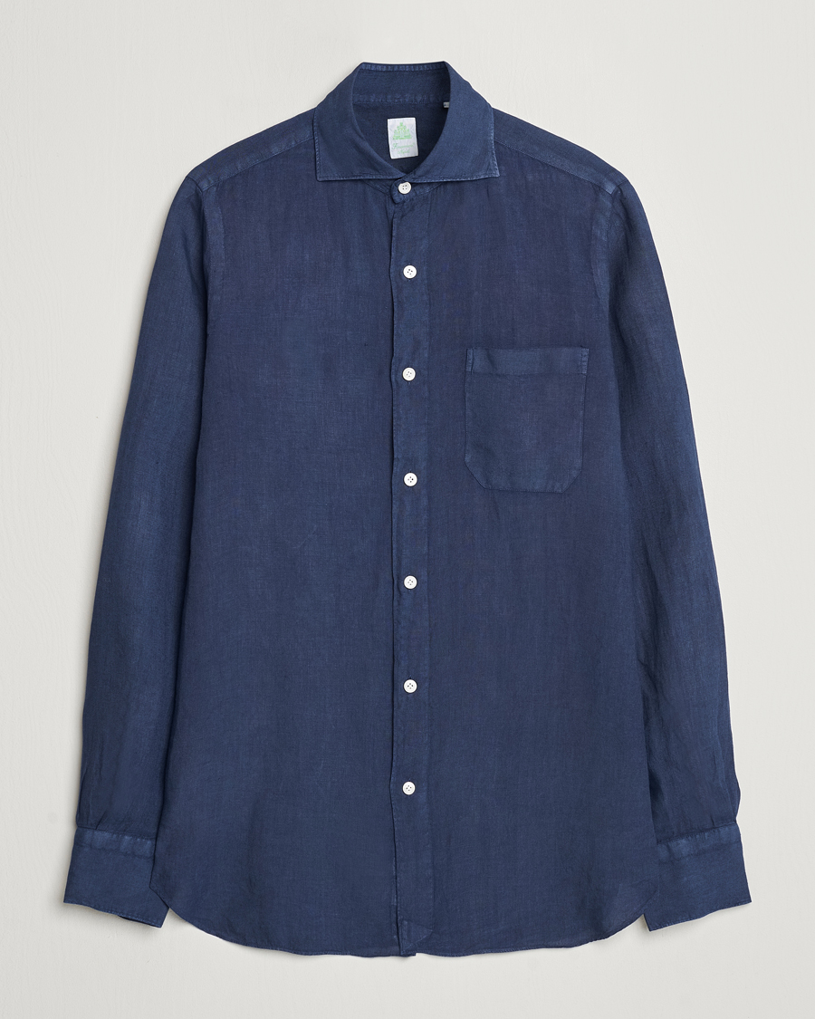 Herren | Hemden | Finamore Napoli | Gaeta Linen Pocket Shirt Navy