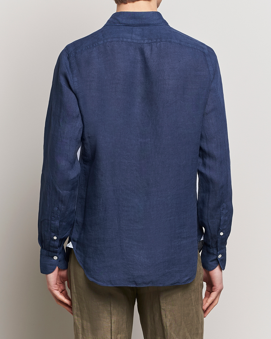 Herren | Hemden | Finamore Napoli | Gaeta Linen Pocket Shirt Navy