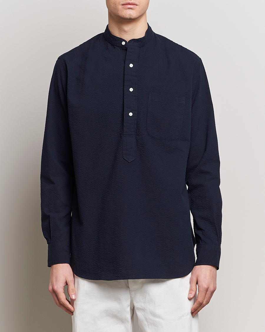 Herren | Hemden | Gitman Vintage | Tonal Seersucker Popover Shirt Navy