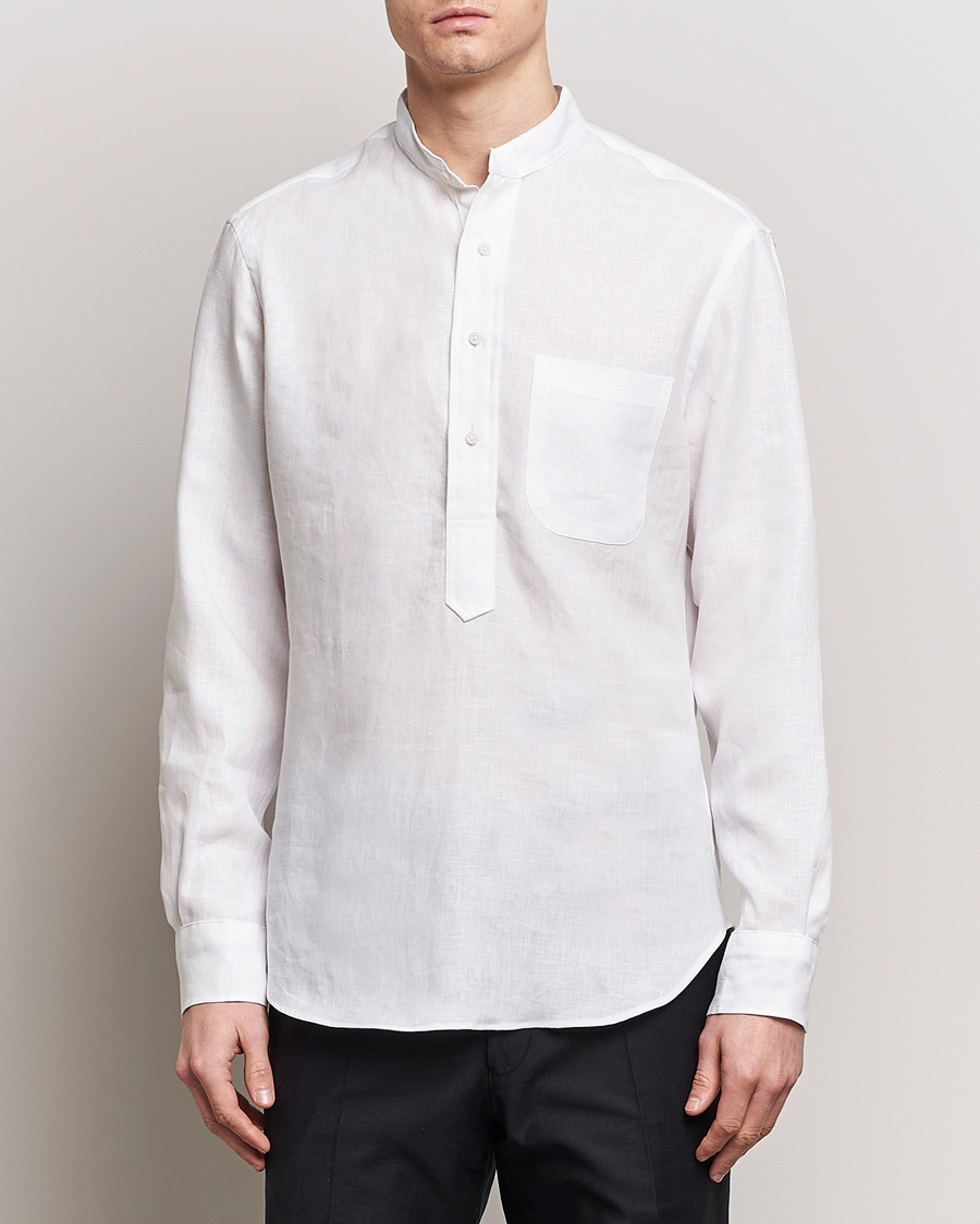 Herren | Preppy Authentic | Gitman Vintage | Linen Popover Shirt White