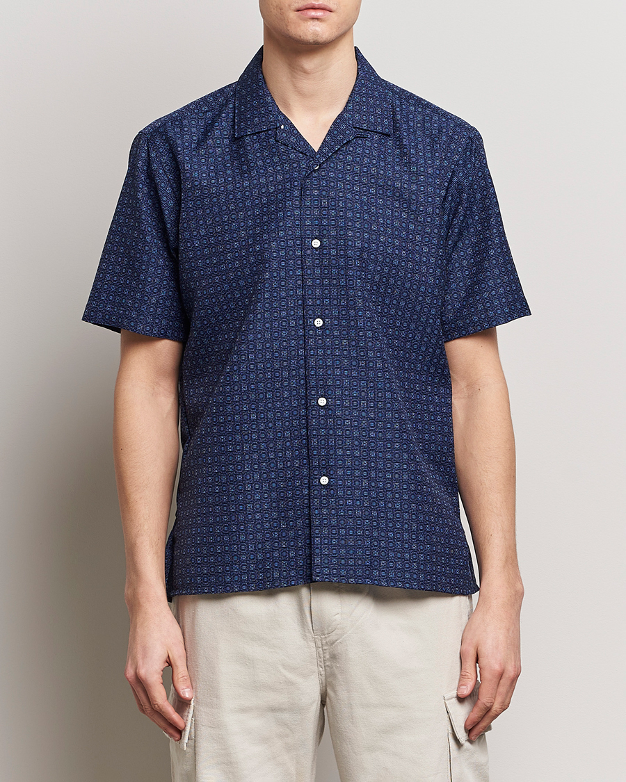 Herren | Kleidung | Gitman Vintage | Japanese Dobby Camp Shirt Navy