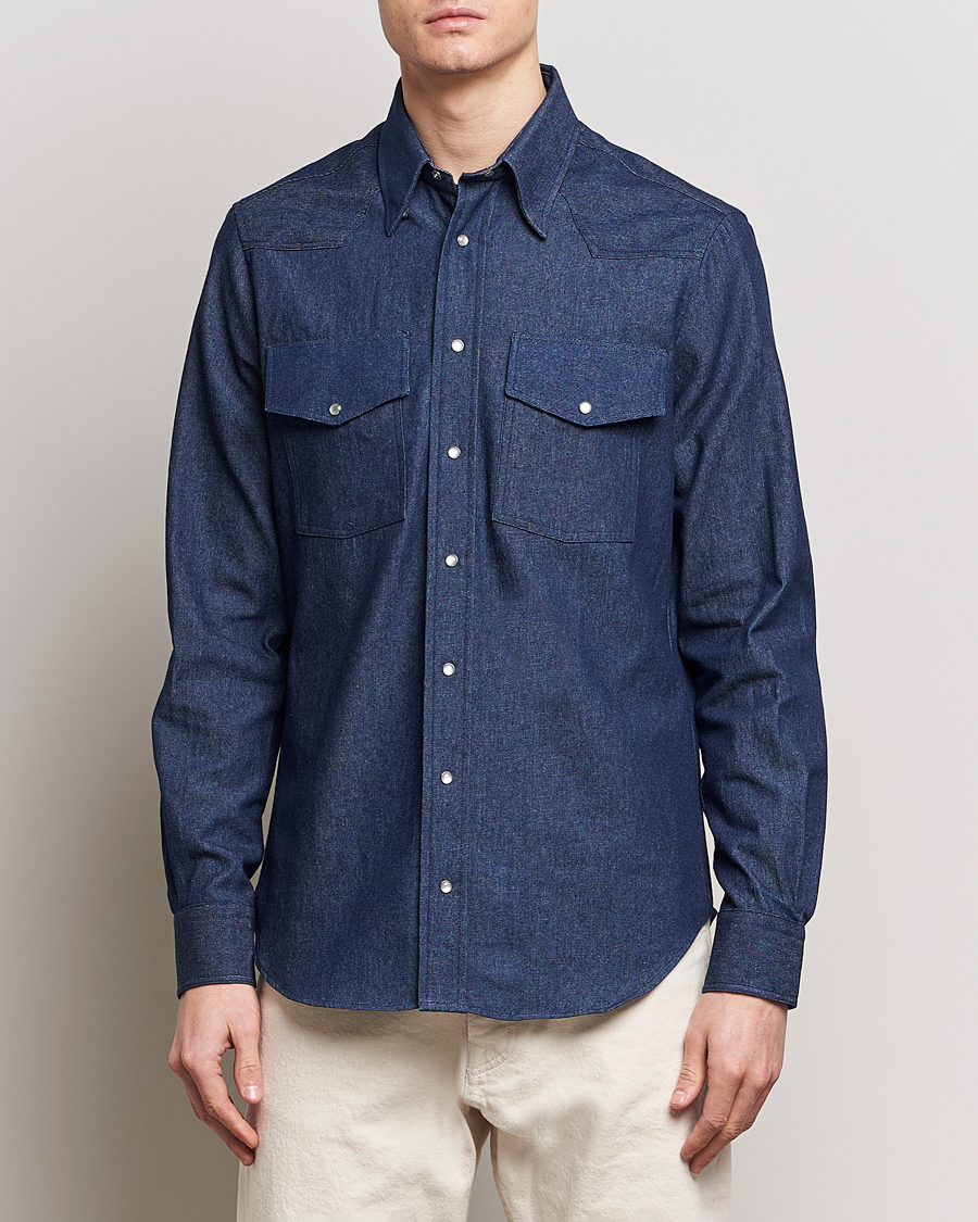 Herren | Hemden | Gitman Vintage | Denim Western Shirt Dark Indigo