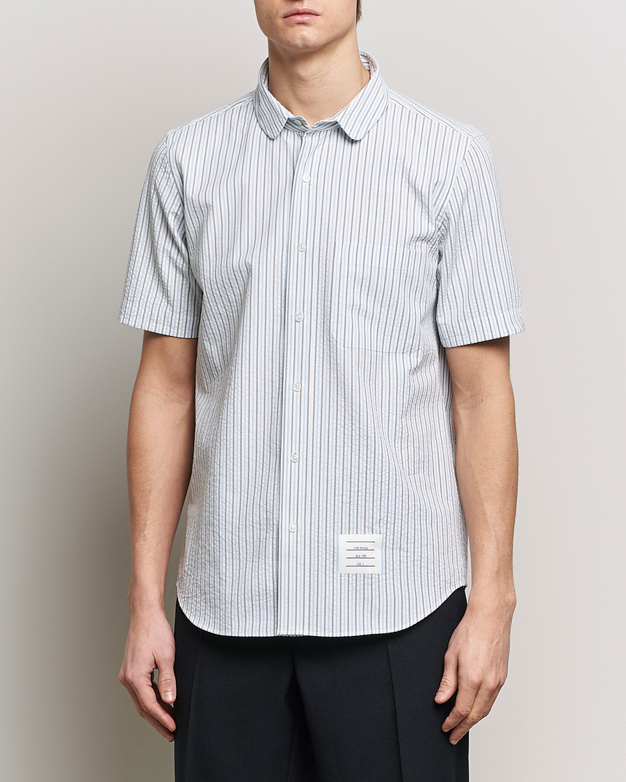 Herren | Hemden | Thom Browne | Short Sleeve Seersucker Shirt Light Blue