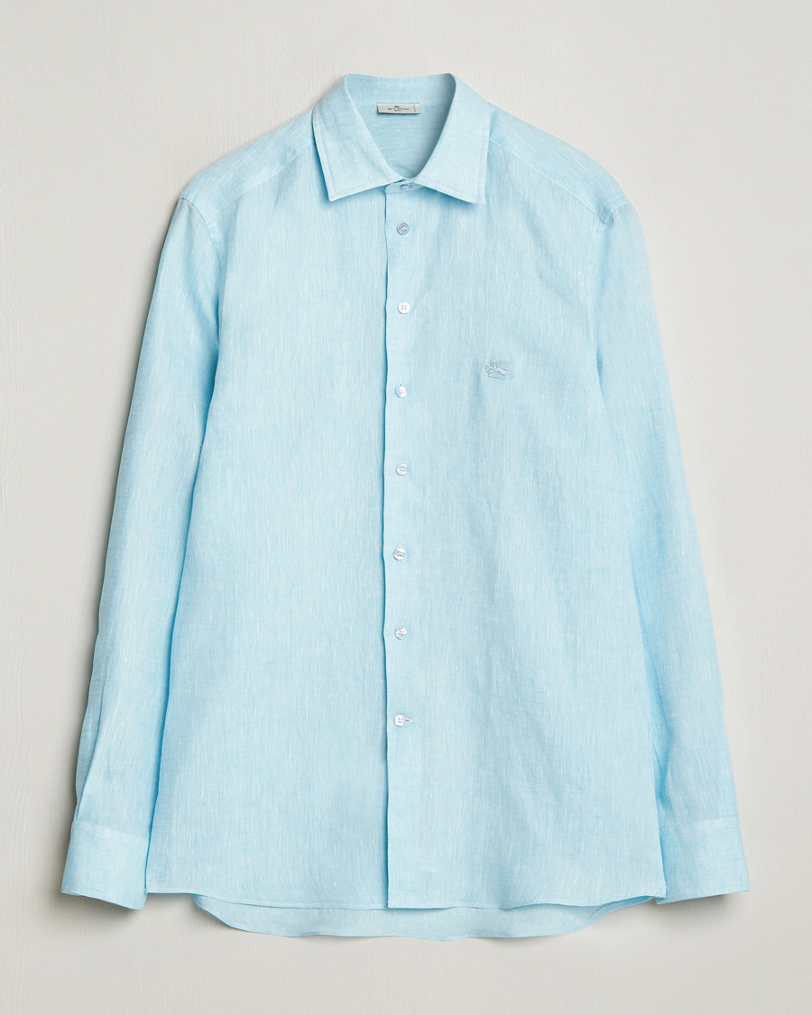 Herren | Hemden | Etro | Slim Fit Linen Shirt Light Blue