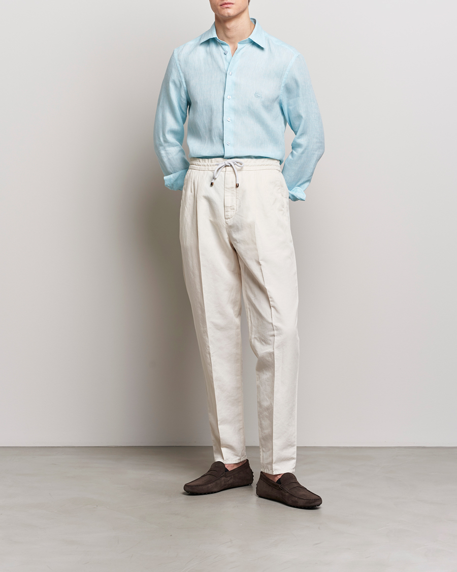 Herren | Hemden | Etro | Slim Fit Linen Shirt Light Blue