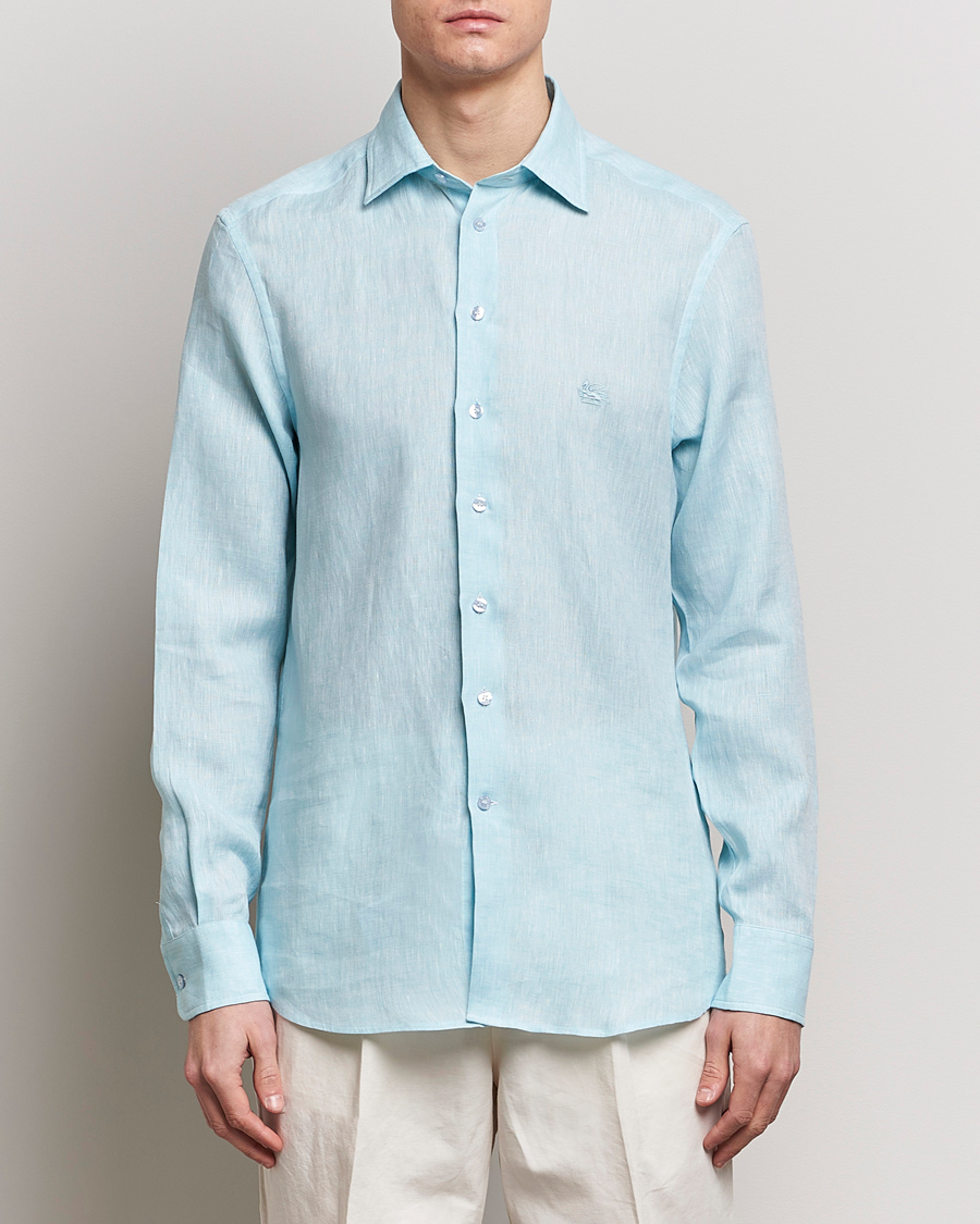 Herren | Kategorie | Etro | Slim Fit Linen Shirt Light Blue