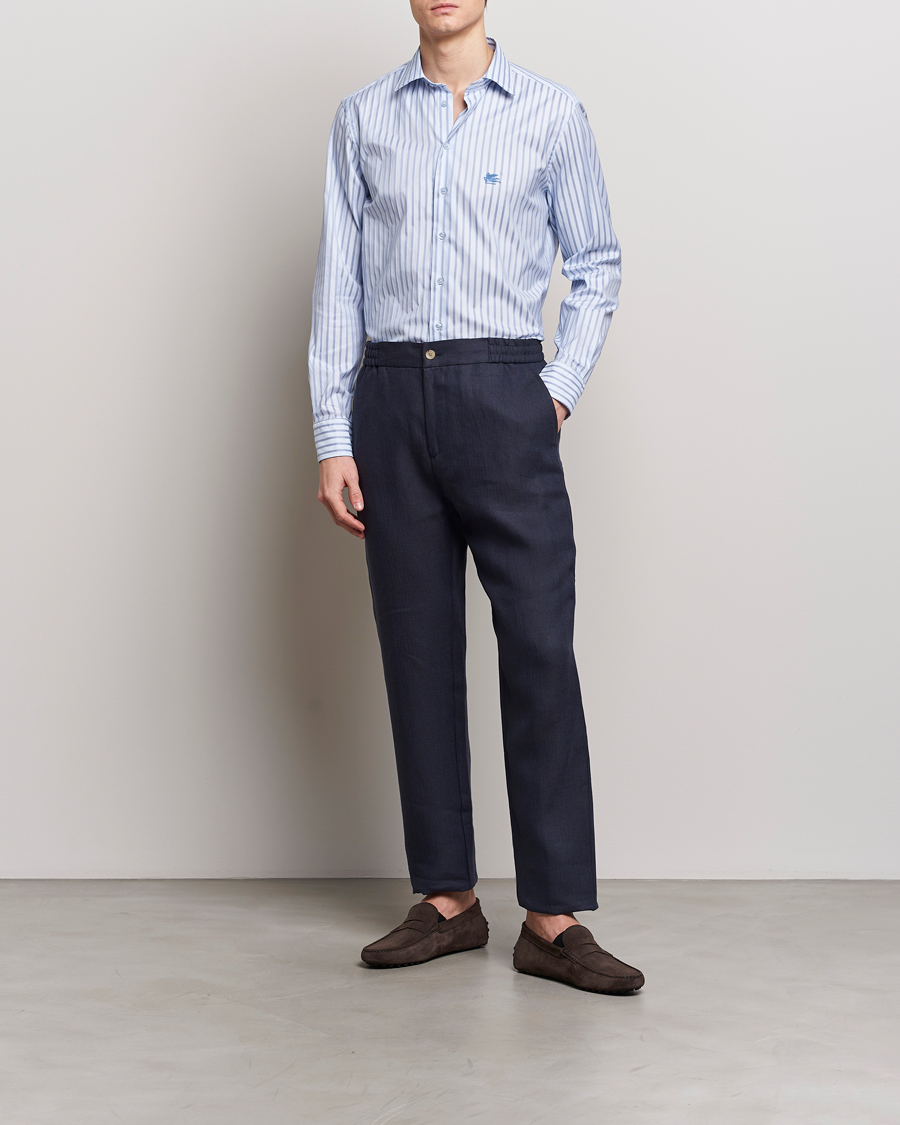 Herren | Hemden | Etro | Slim Fit Striped Cotton Shirt Light Blue