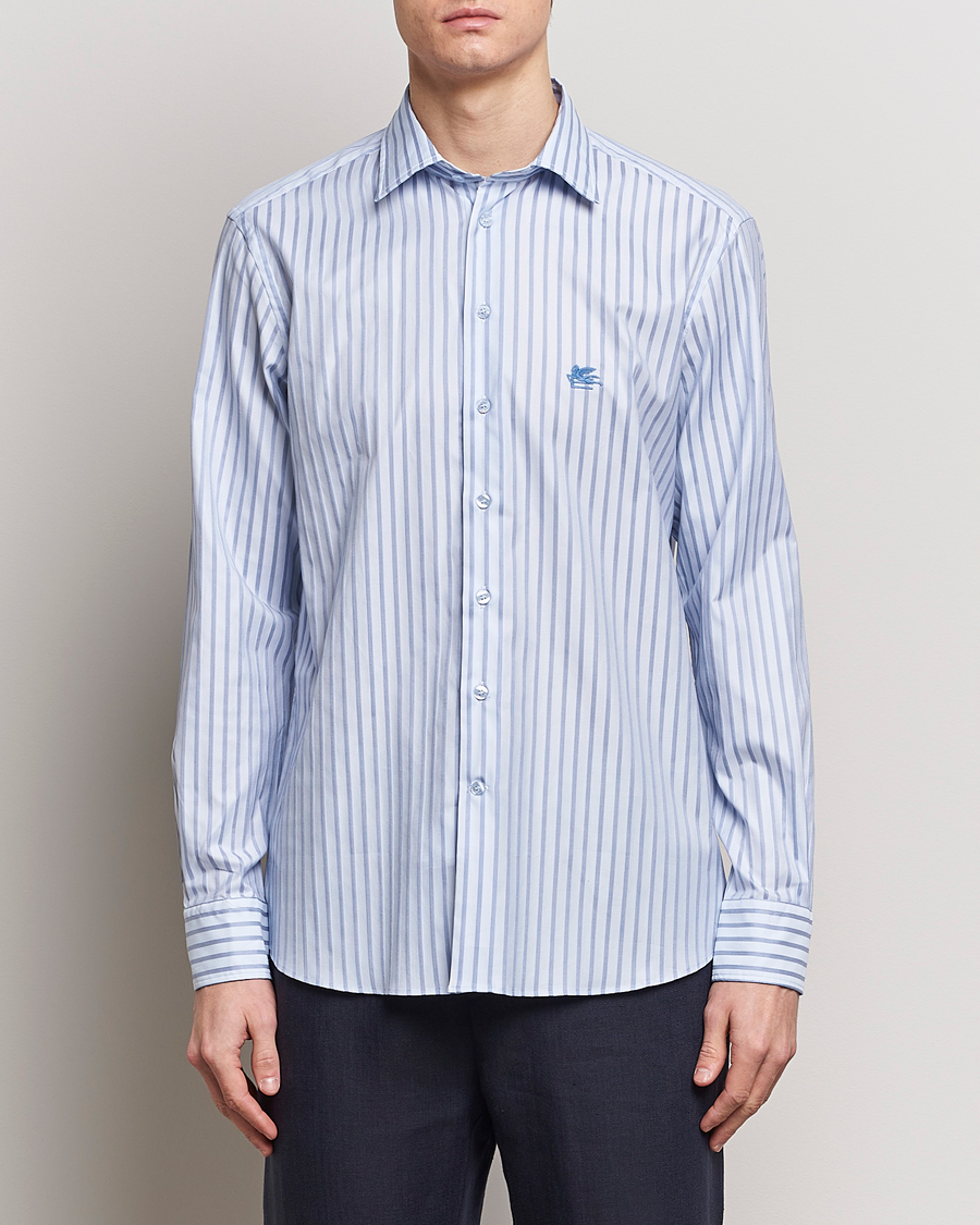 Herren | Italian Department | Etro | Slim Fit Striped Cotton Shirt Light Blue