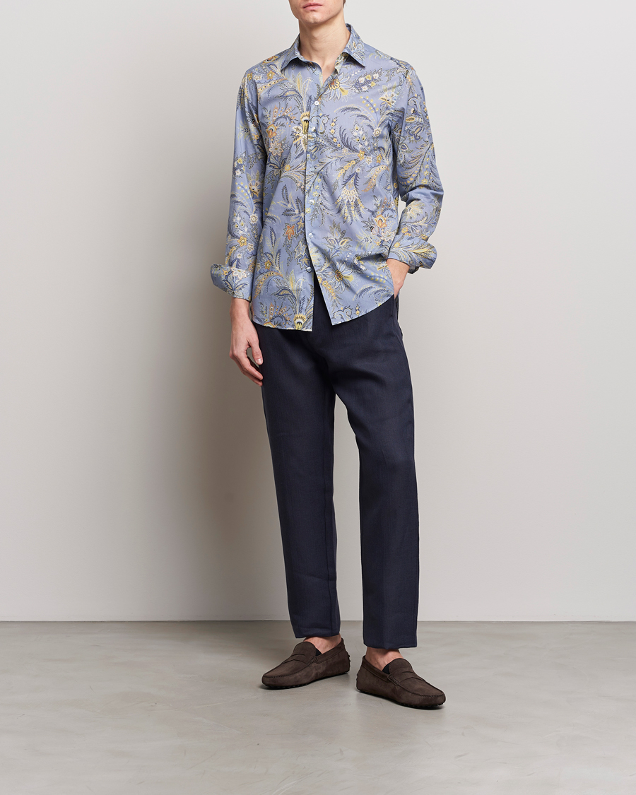Herren | Hemden | Etro | Slim Fit Floral Print Shirt Azzurro
