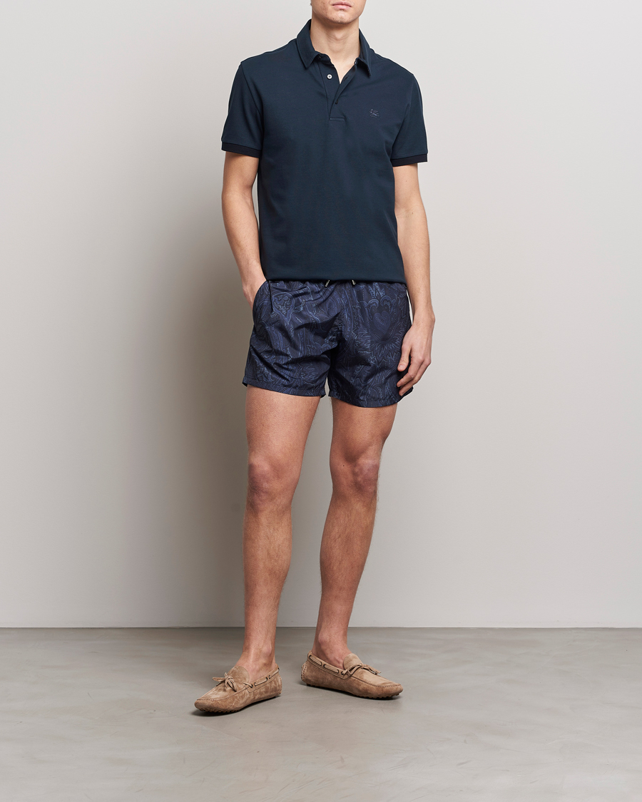 Herren | Poloshirts | Etro | Contrast Paisley Polo Navy