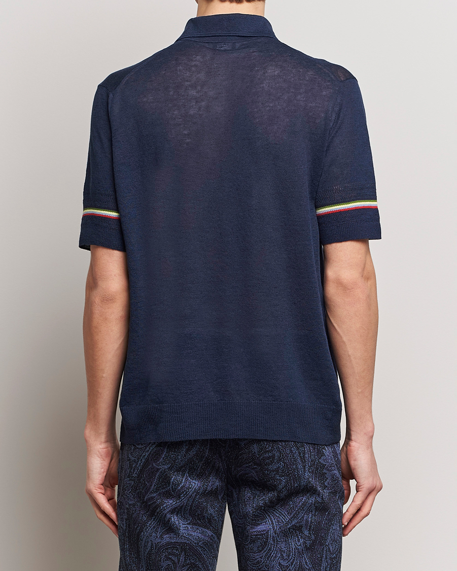 Herren | Poloshirts | Etro | Knitted Cotton/Linen Polo Navy