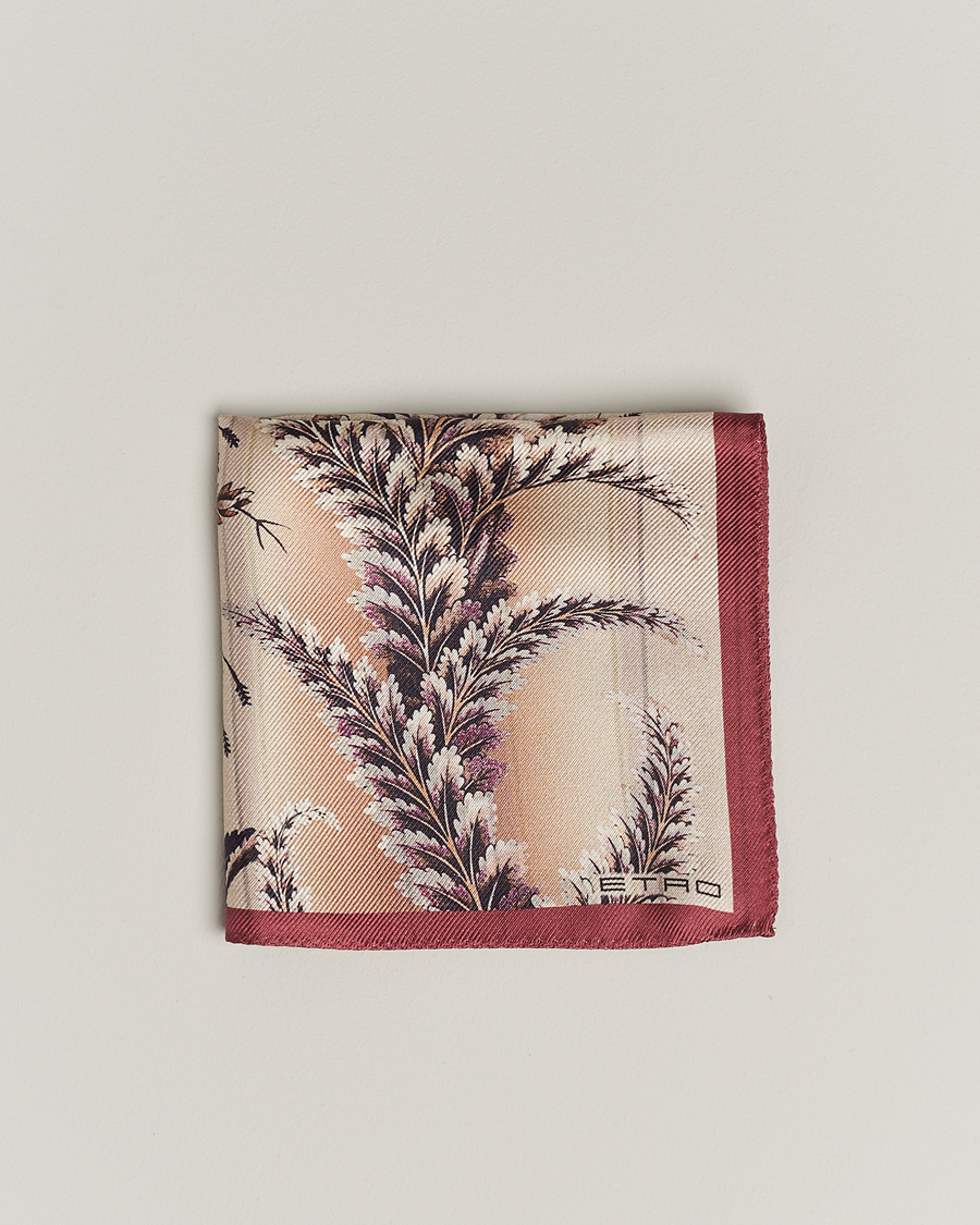 Herren | Einstecktücher | Etro | Printed Silk Pocket Square Beige/Burgundy