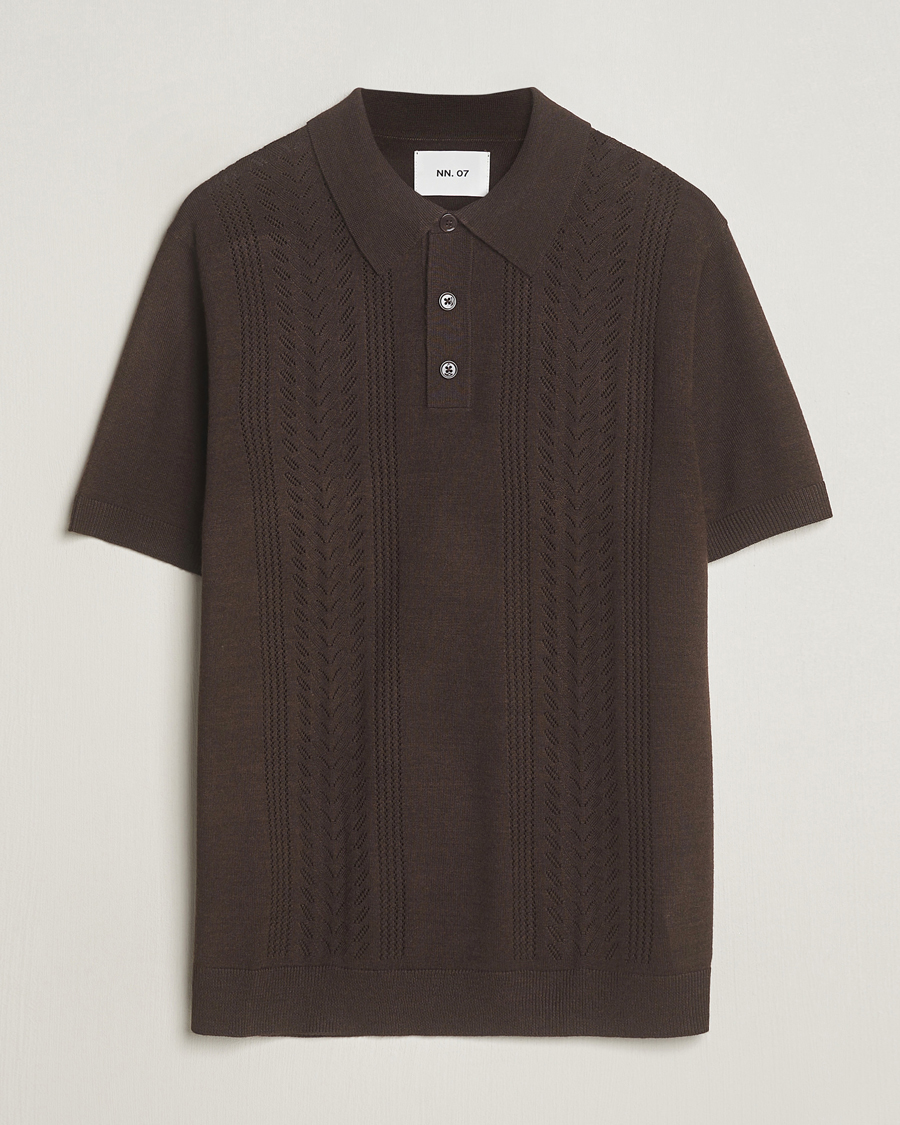 Herren | Poloshirts | NN07 | Thor Knitted Polo Slate Brown
