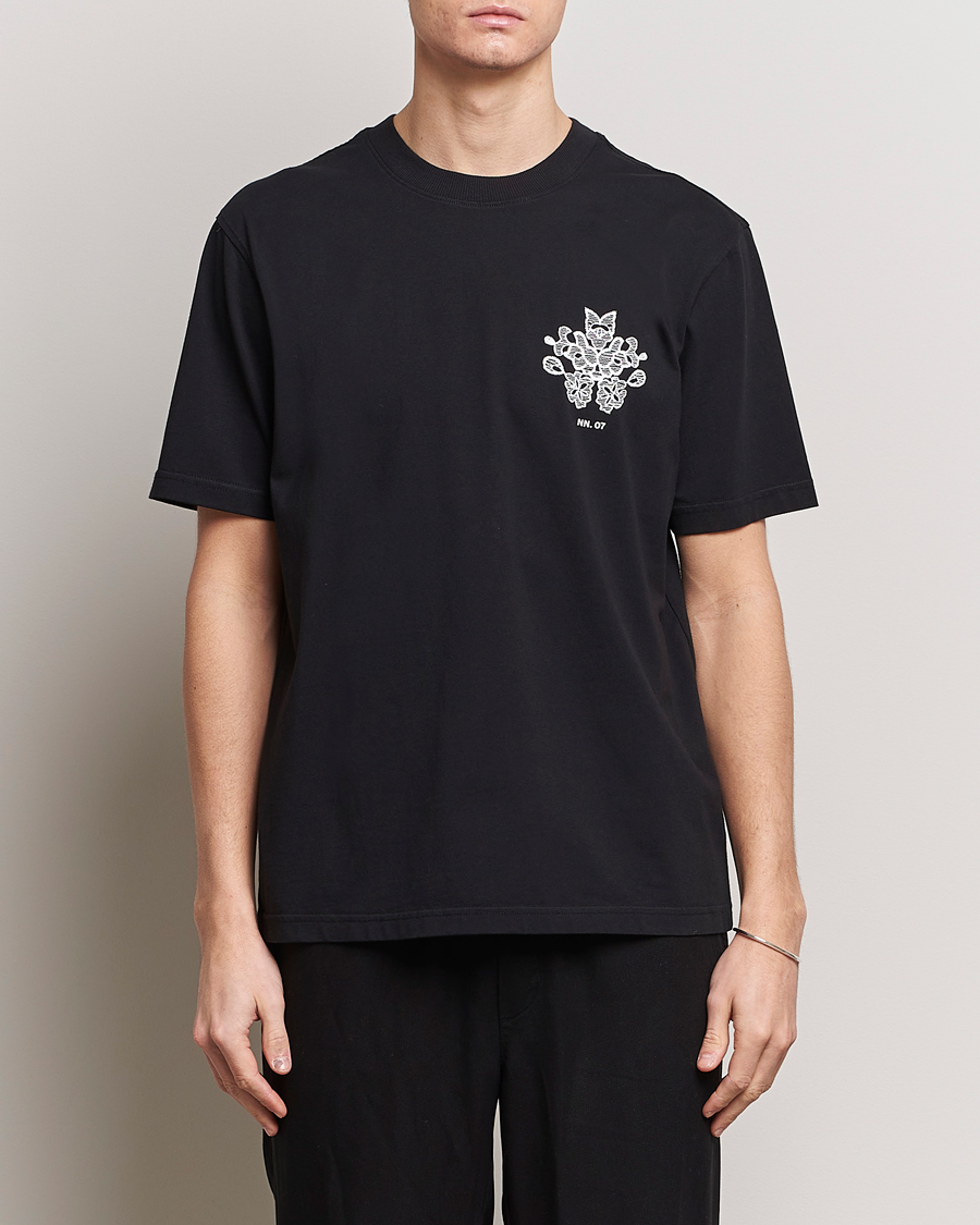 Herren | Schwartze t-shirts | NN07 | Adam Printed Crew Neck T-Shirt Black