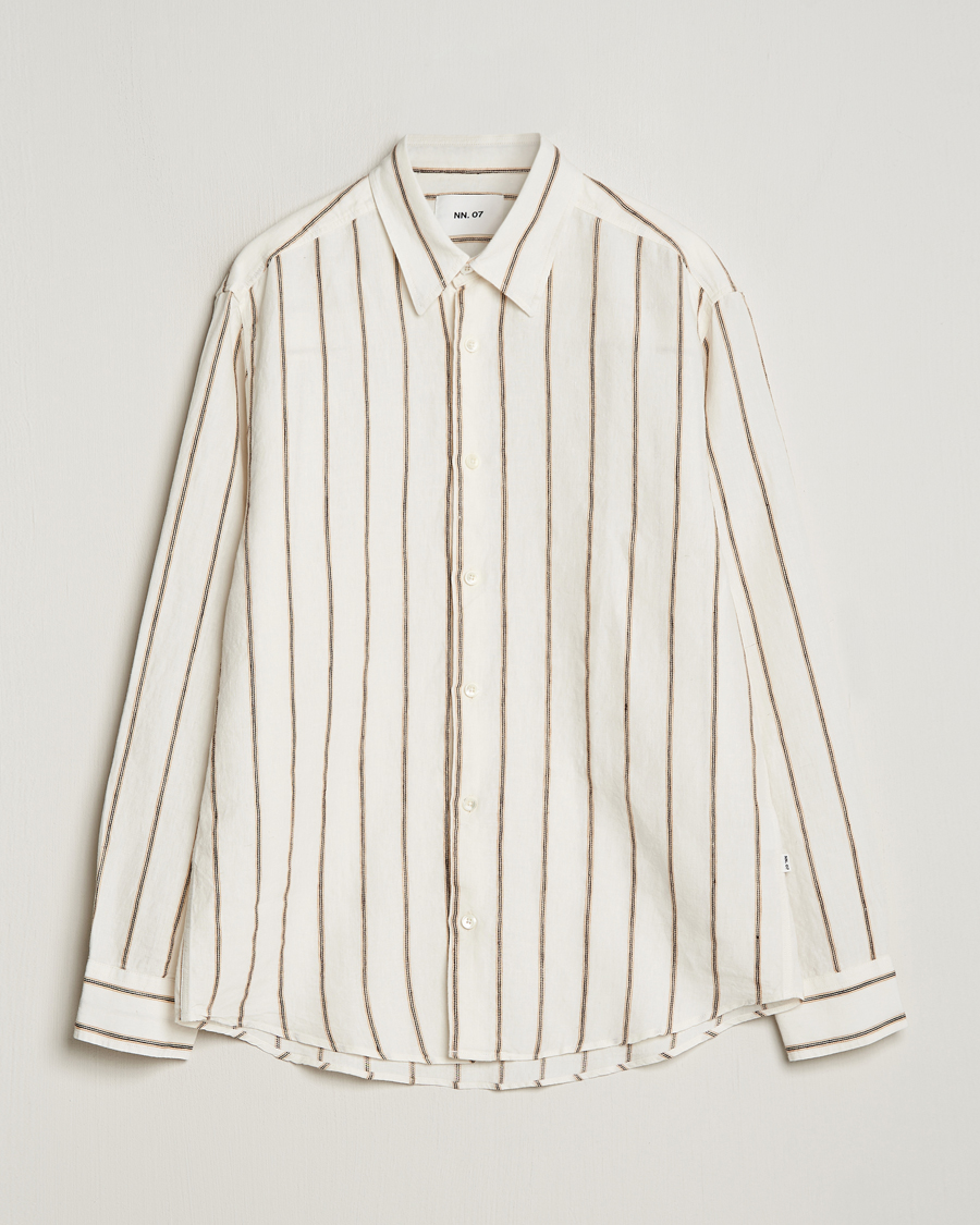 Herren | Hemden | NN07 | Quinsy Striped Linen Shirt Ecru Multi