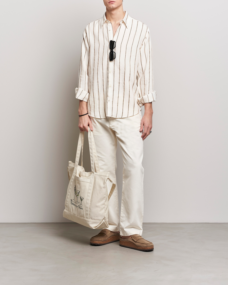 Herren | Hemden | NN07 | Quinsy Striped Linen Shirt Ecru Multi
