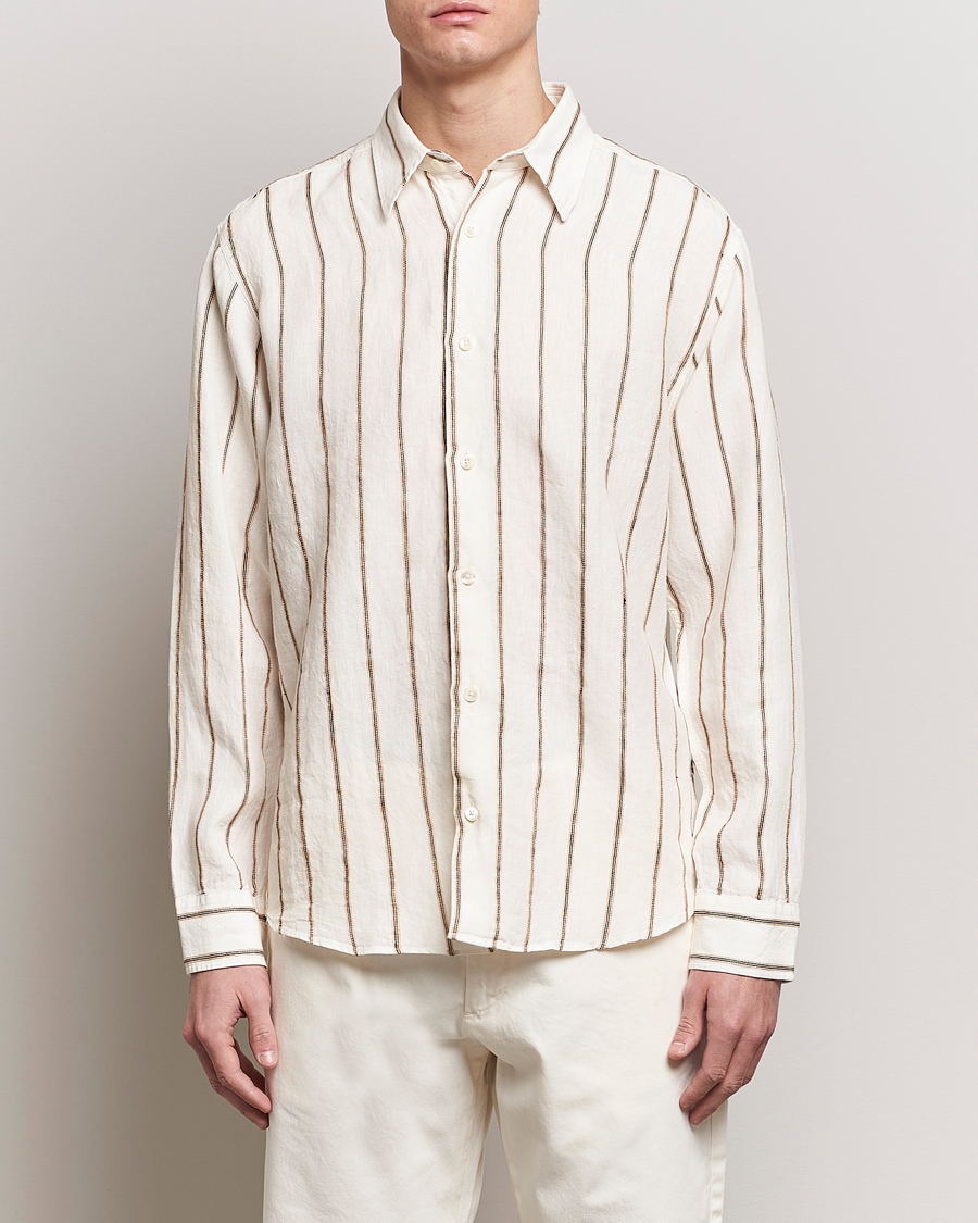 Herren | Hemden | NN07 | Quinsy Striped Linen Shirt Ecru Multi