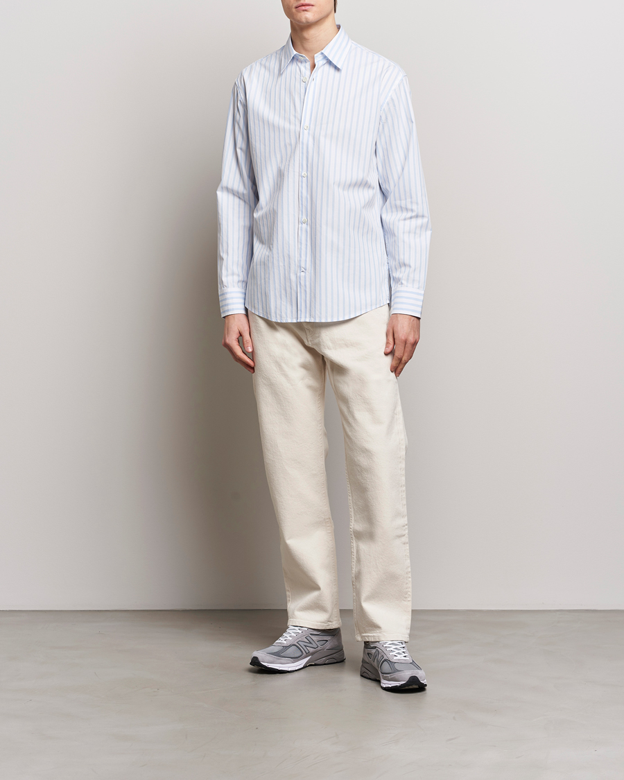 Herren | Hemden | NN07 | Freddy Poplin Striped Shirt Blue/White
