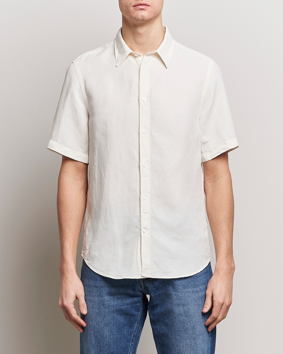 Herren | Kurzarmhemden | NN07 | Arne Tencel/Linen Short Sleeve Shirt White