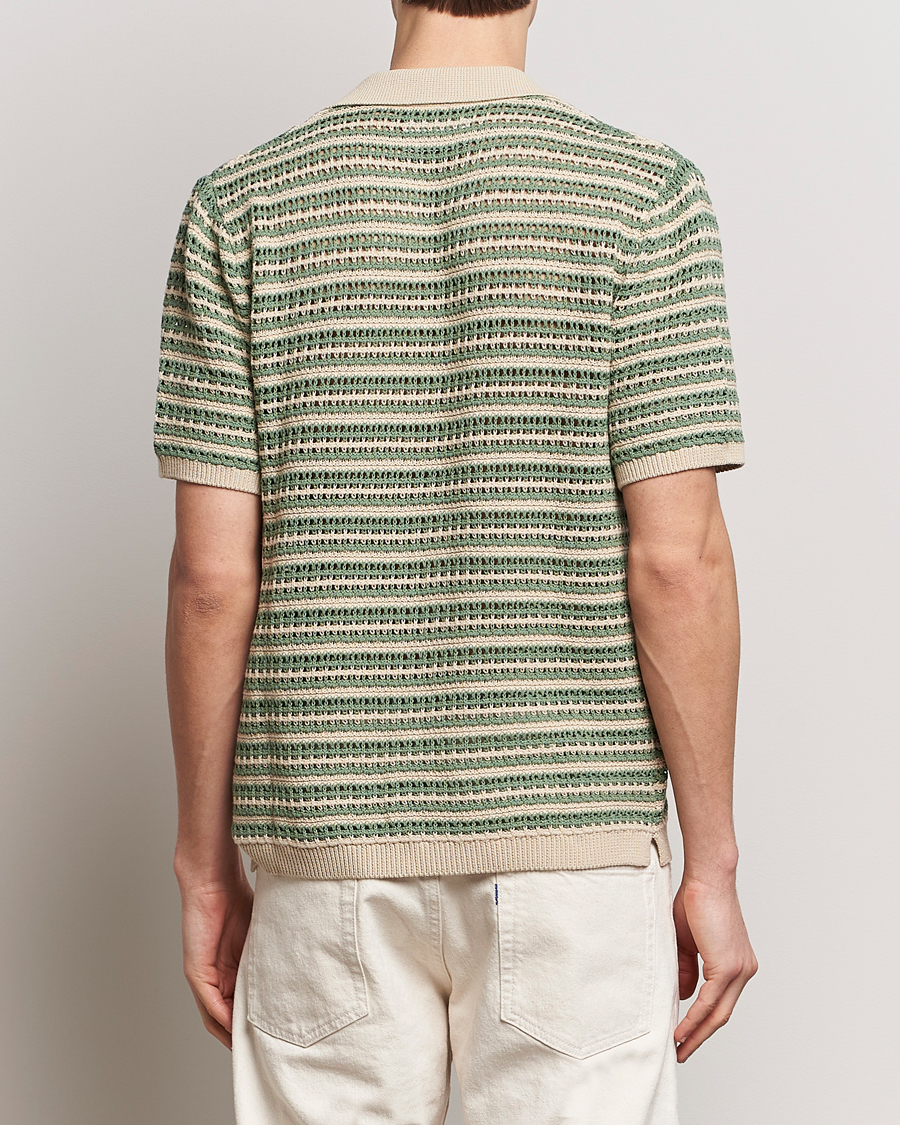 Herren | Hemden | NN07 | Henry Knitted Striped Short Shleeve Shirt Ecru/Green