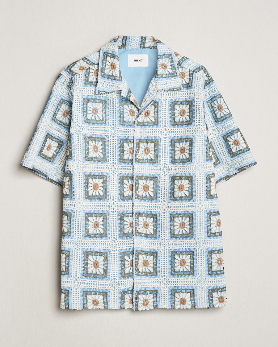 Herren | Hemden | NN07 | Julio Knitted Croche Flower Short Sleeve Shirt Multi