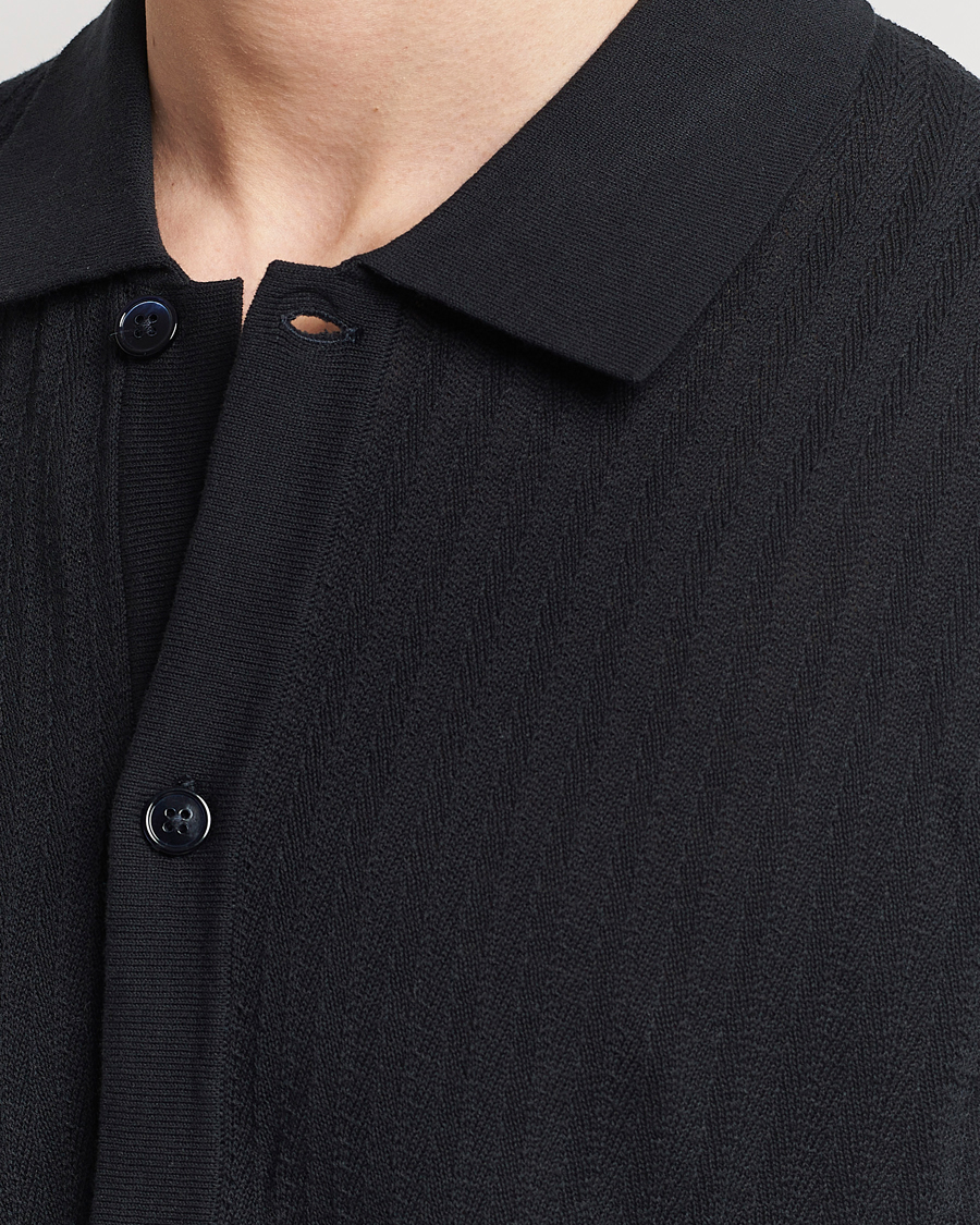 Herren | Hemden | NN07 | Nalo Structured Knitted Short Sleeve Shirt Navy Blue