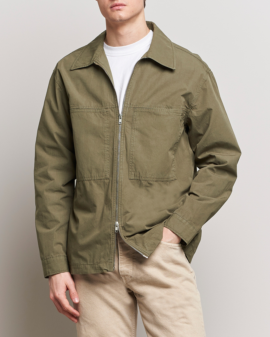 Herren | NN07 | NN07 | Isak Full Zip Shirt Jacket Capers Green