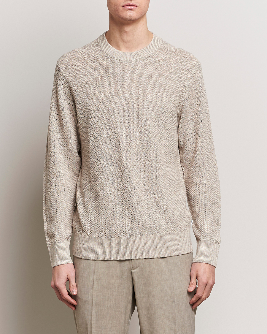 Herren | NN07 | NN07 | Jaden Knitted Linen Crew Neck Sweater Irish Cream