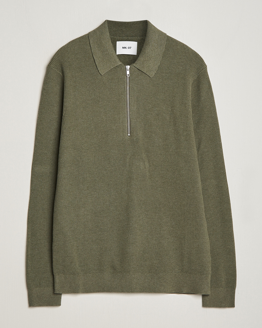 Herren | Pullover | NN07 | Hansie Knitted Half Zip Capers Green