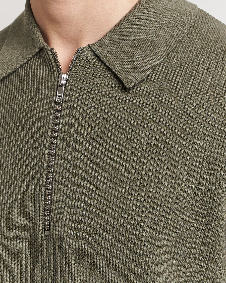 Herren | Pullover | NN07 | Hansie Knitted Half Zip Capers Green
