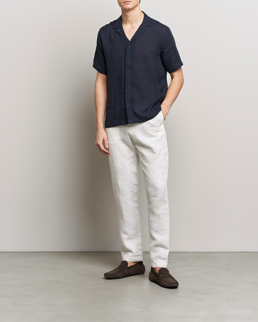 Herren | Hemden | Orlebar Brown | Maitan Short Sleeve Linen Shirt Night Iris