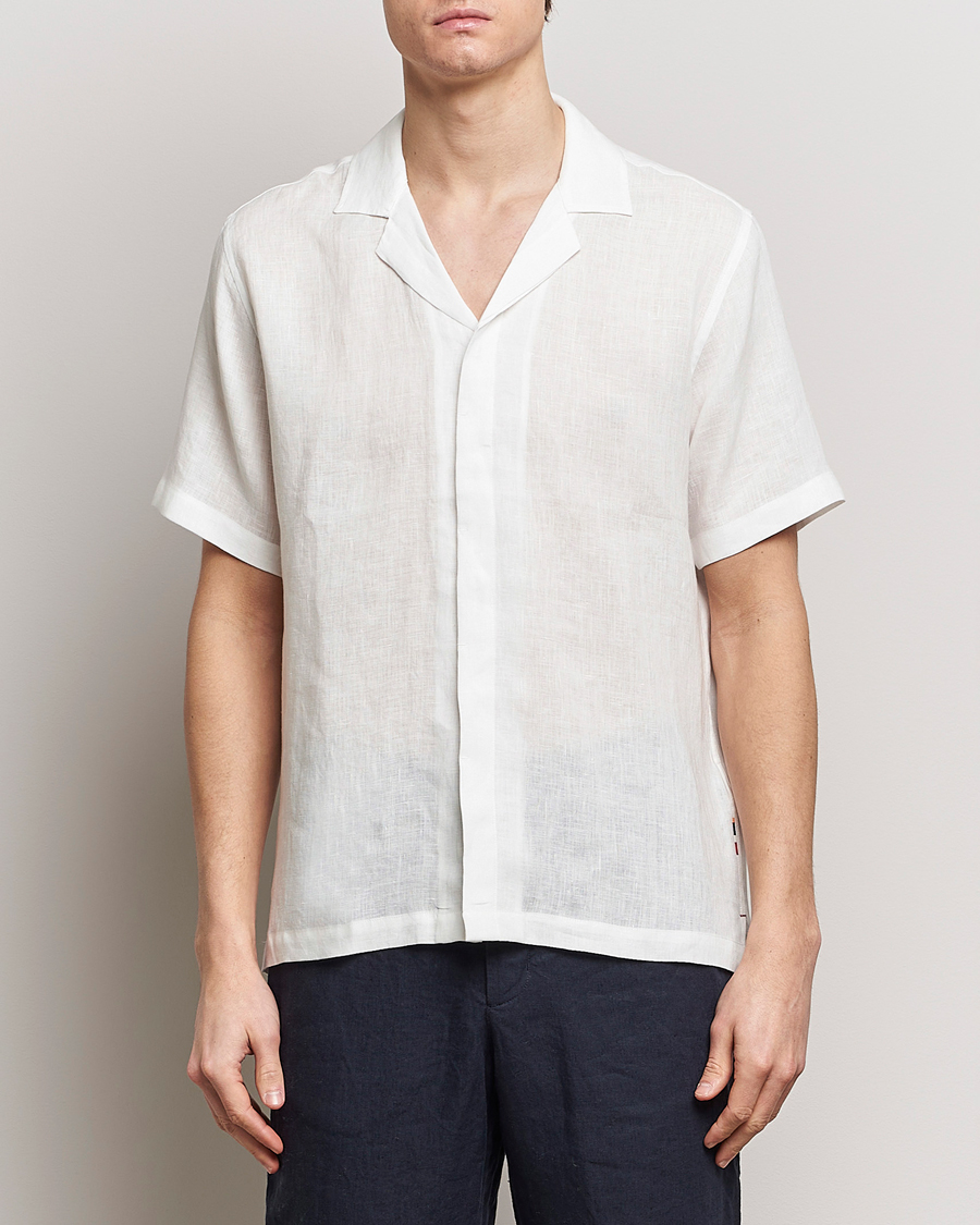Herren | Orlebar Brown | Orlebar Brown | Maitan Short Sleeve Linen Shirt White
