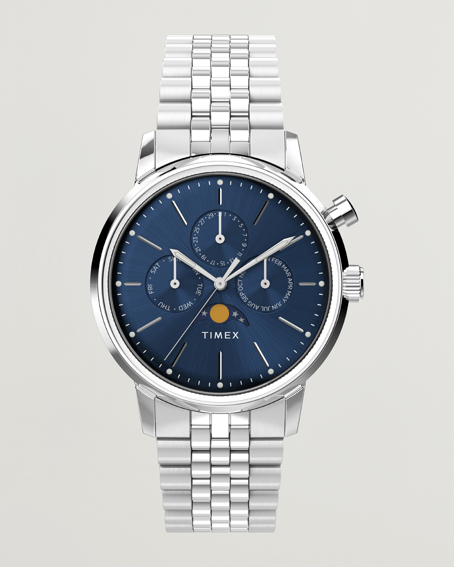Herren | Timex Marlin Moon Phase Quartz Steel 40mm Blue Dial | Timex | Marlin Moon Phase Quartz Steel 40mm Blue Dial