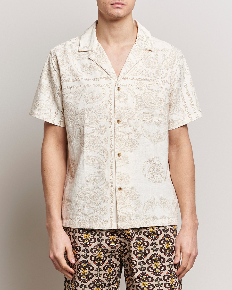 Herr | Skjortor | LES DEUX | Lesley Paisley Short Sleeve Shirt Light Ivory