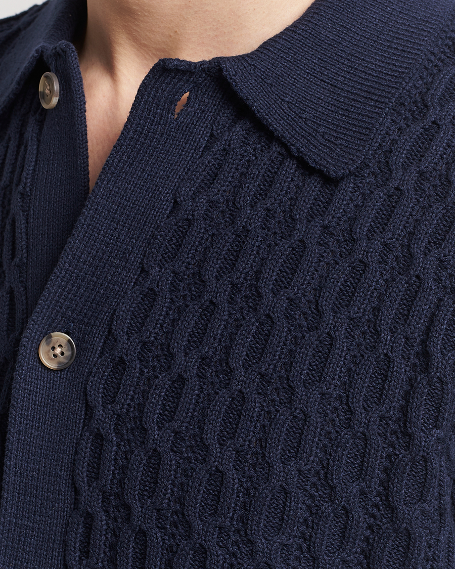 Herren | Hemden | LES DEUX | Garret Knitted Short Sleeve Shirt Dark Navy