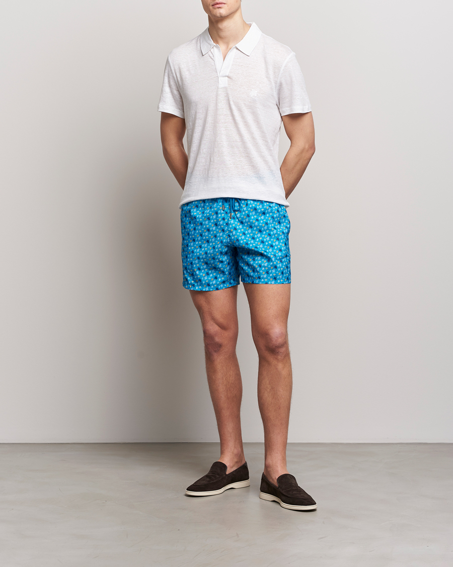 Herren | Badehosen | Vilebrequin | Mahina Printed Swimshorts Bleu Hawaii