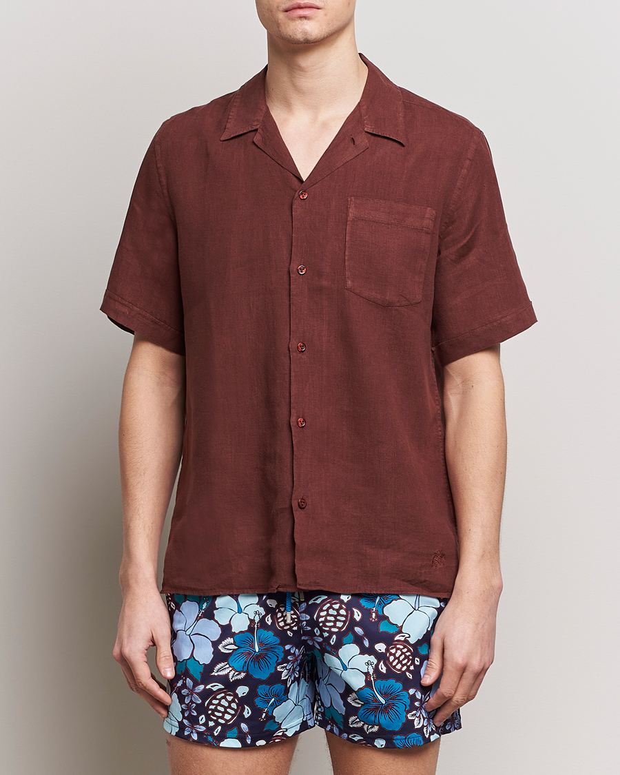Herren | Vilebrequin | Vilebrequin | Carhli Resort Short Sleeve Shirt Acajou