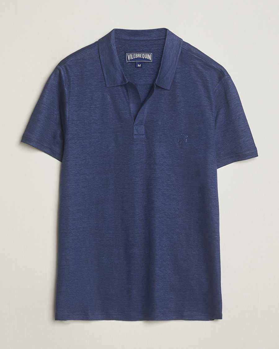 Herren | Poloshirts | Vilebrequin | Pyramid Linen Jersey Polo Bleu Marine