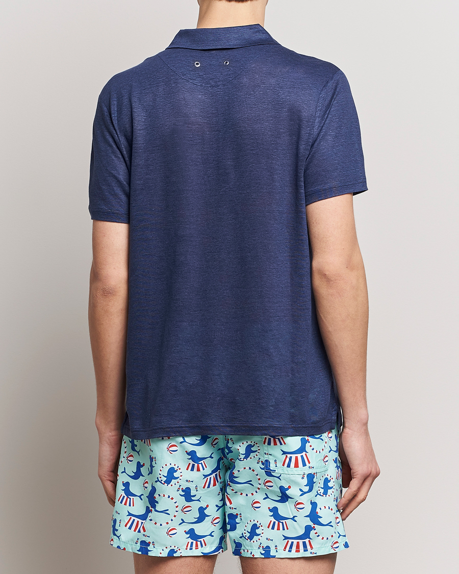 Herren | Poloshirts | Vilebrequin | Pyramid Linen Jersey Polo Bleu Marine