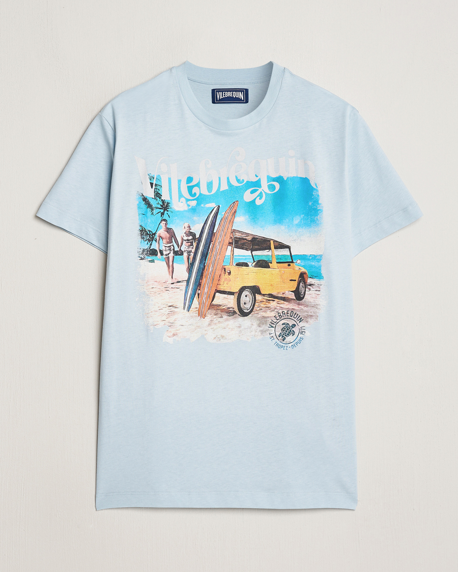 Herren | T-Shirts | Vilebrequin | Portisol Printed Crew Neck T-Shirt Bleu Ciel