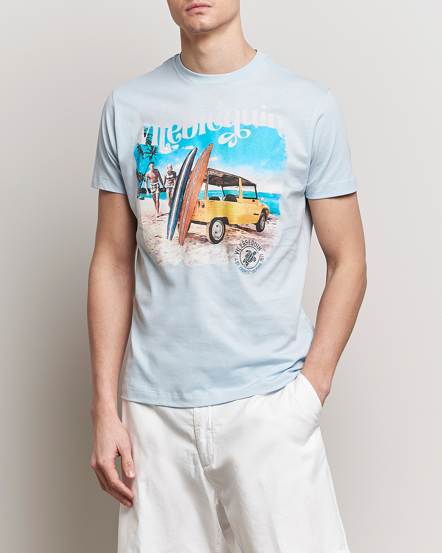 Herren | Kurzarm T-Shirt | Vilebrequin | Portisol Printed Crew Neck T-Shirt Bleu Ciel