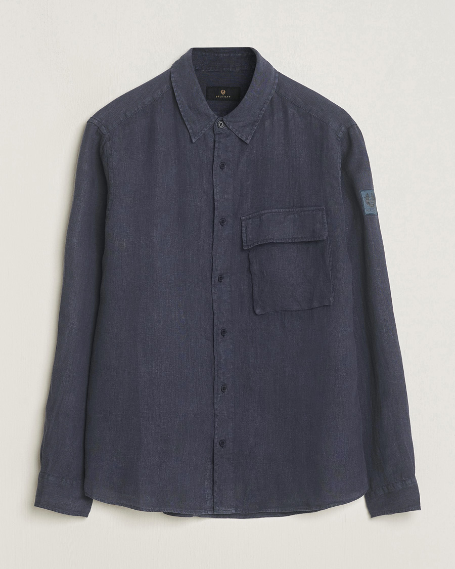 Herren | Hemden | Belstaff | Scale Linen Pocket Shirt Dark Ink