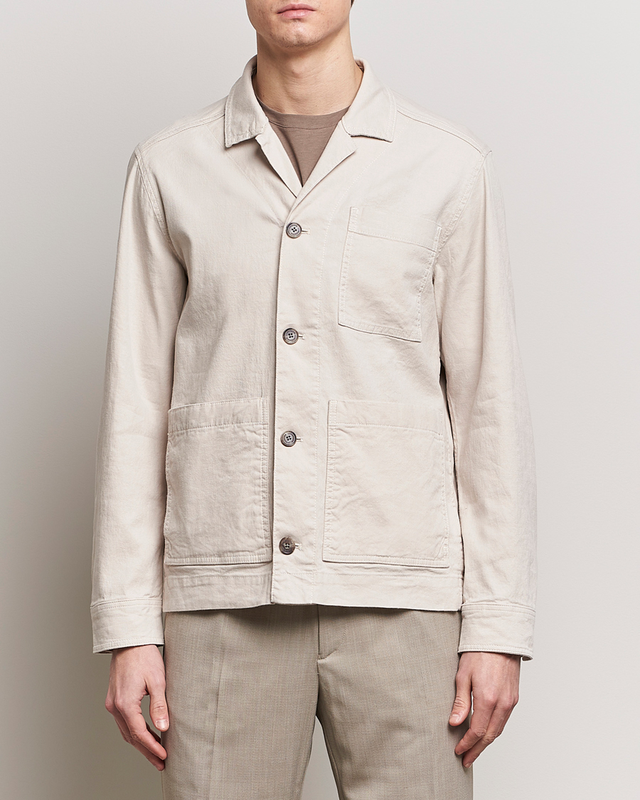 Herren | Hemden | J.Lindeberg | Errol Linen/Cotton Workwear Overshirt Moonbeam