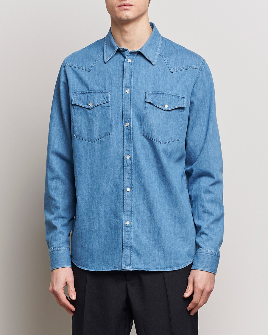 Men | Denim Shirts | J.Lindeberg | Carson Denim Shirt Bijou Blue