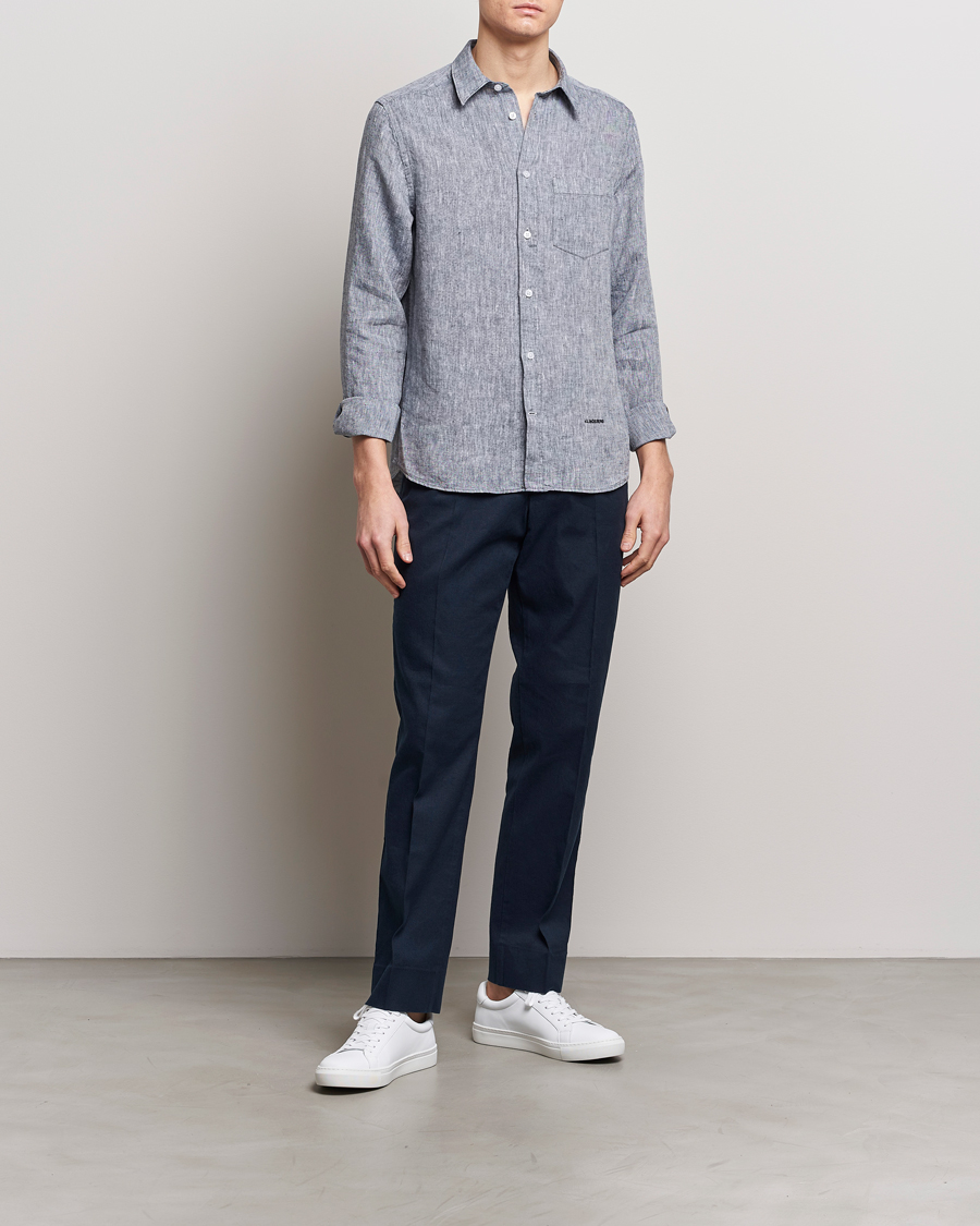 Herren | Hosen | J.Lindeberg | Lois Cotton/Linen Stretch Pants Navy