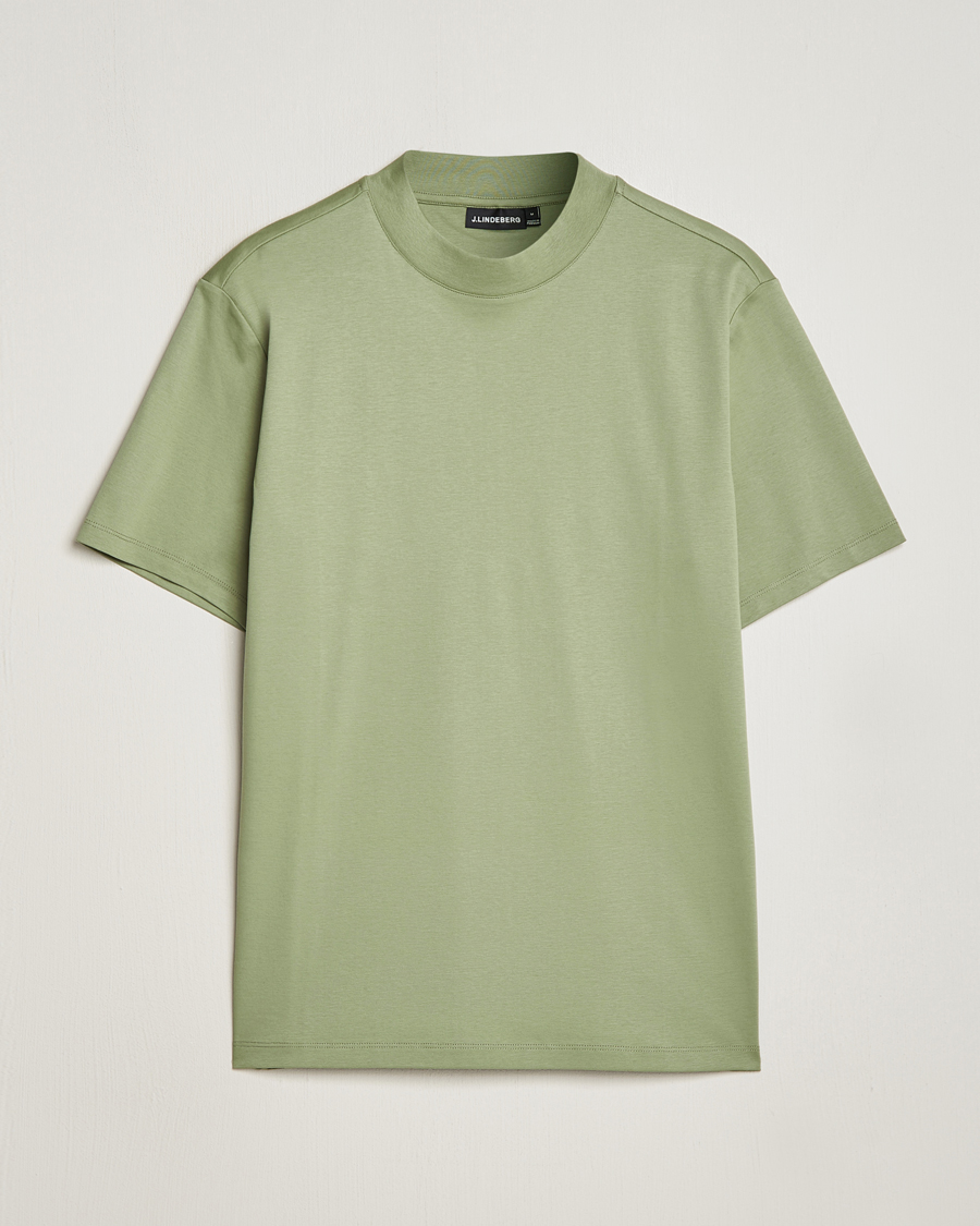 Herren | T-Shirts | J.Lindeberg | Ace Mock Neck T-Shirt Oil Green