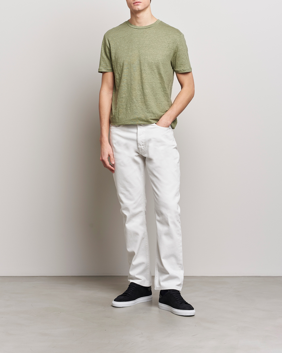 Herren | T-Shirts | J.Lindeberg | Coma Linen T-Shirt Oil Green