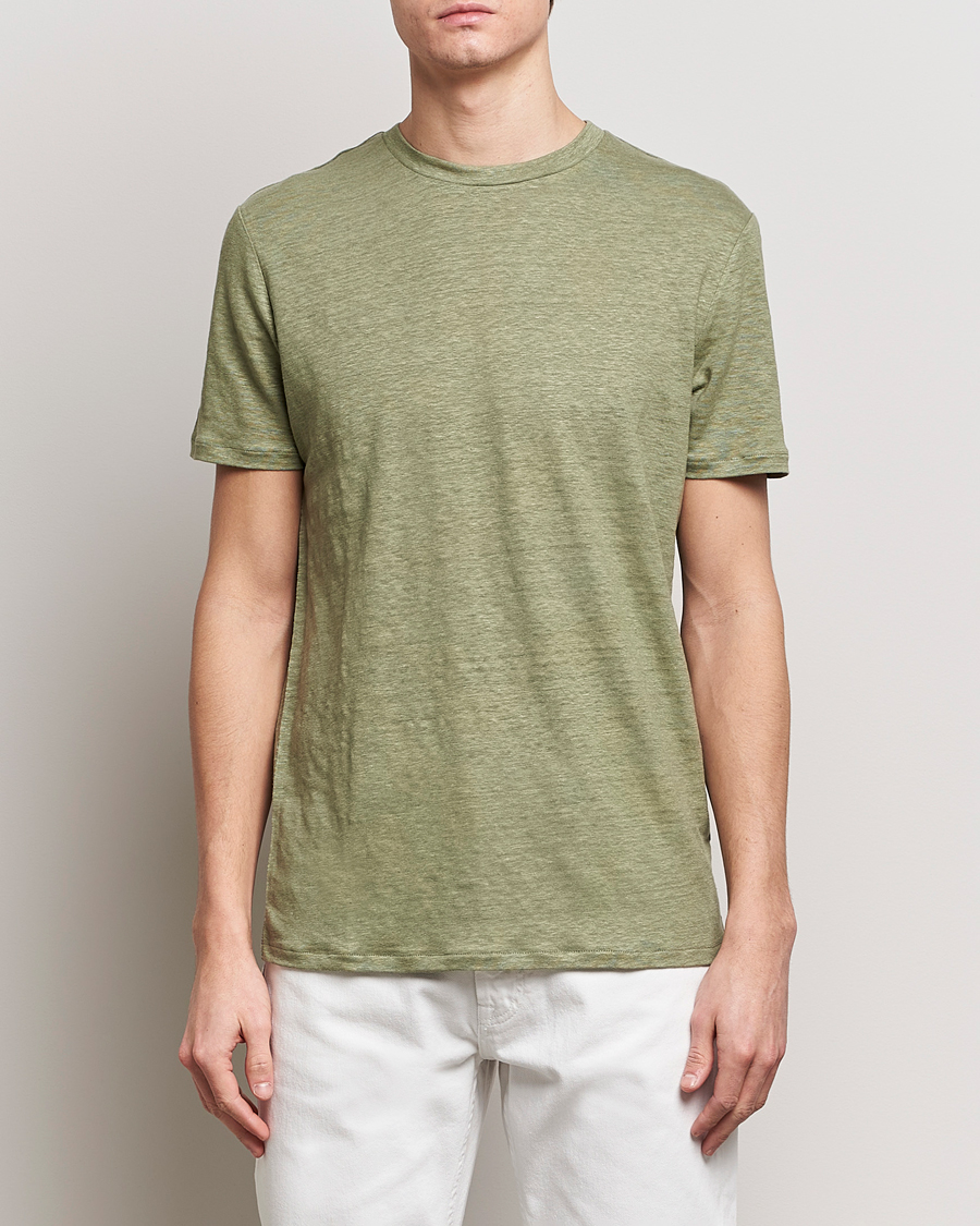 Herren | T-Shirts | J.Lindeberg | Coma Linen T-Shirt Oil Green